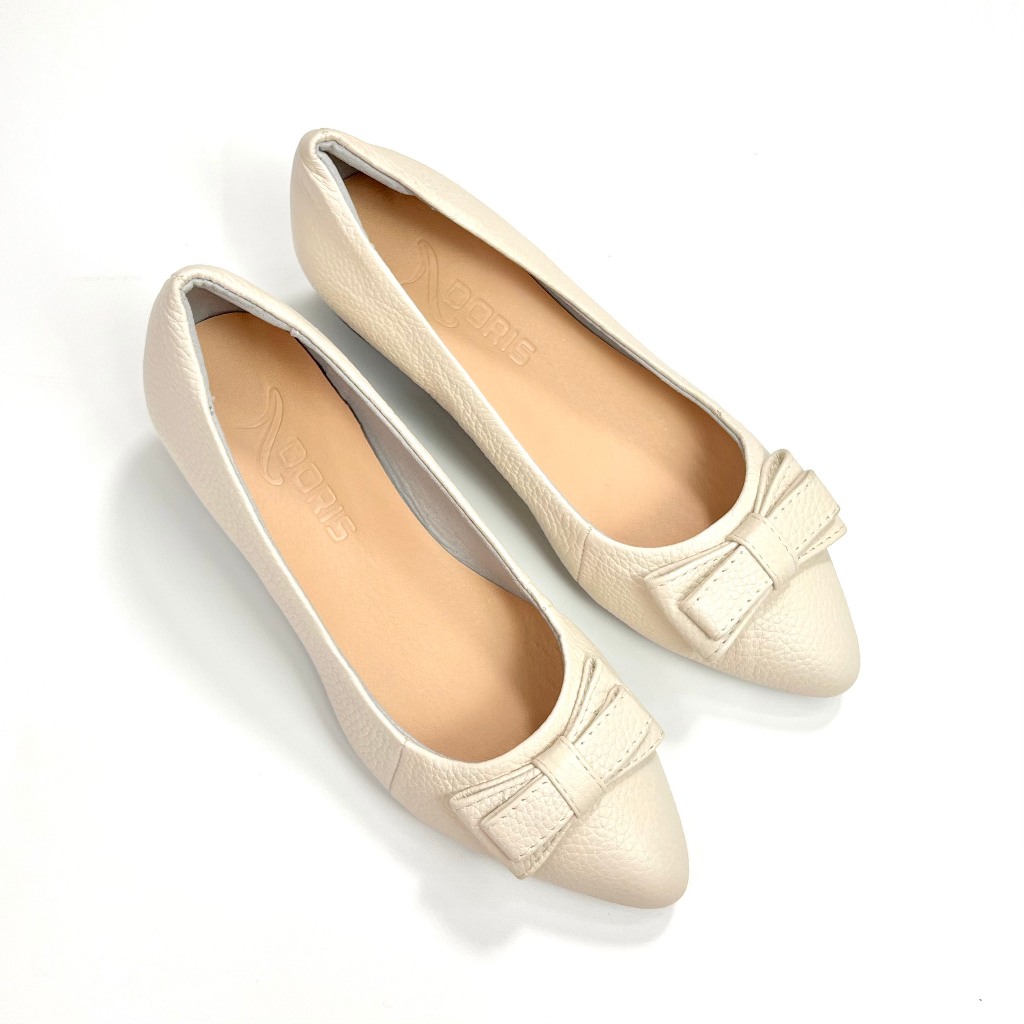 Giày nữ đế xuồng 5cm DN501 da thật - êm chân - mũi nhọn gắn nơ-  CÓ BẢO HÀNH-CÓ SIZE 40