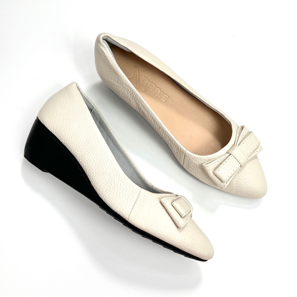 Giày nữ đế xuồng 5cm DN501 da thật - êm chân - mũi nhọn gắn nơ-  CÓ BẢO HÀNH-CÓ SIZE 40