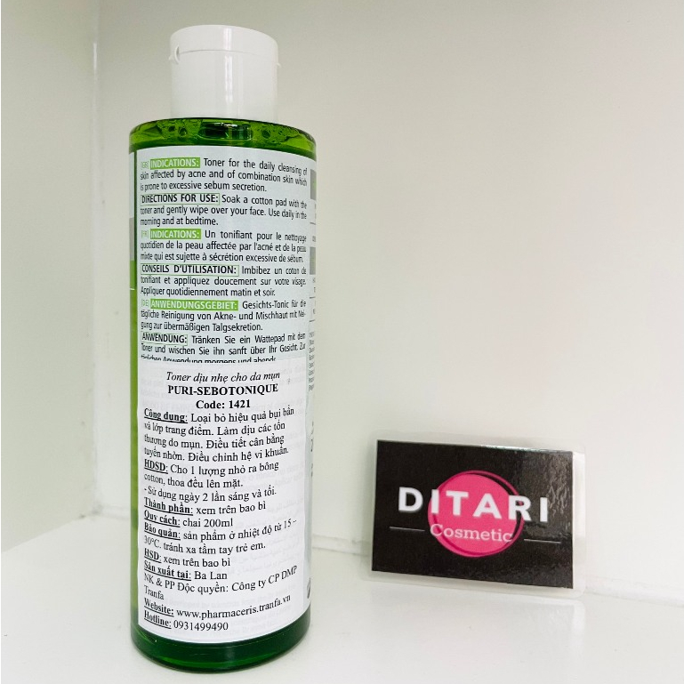 Toner Cho Da Dầu Mụn Dịu Nhẹ, Kiềm Dầu, Kháng Khuẩn, Làm Sạch Sâu Pharmaceris PURI – SEBOTONIQUE