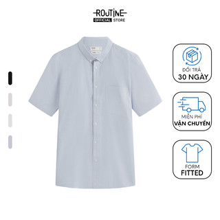 Áo sơ mi nam tay ngắn oxford trơn form fitted - routine 10f22shs002cr1