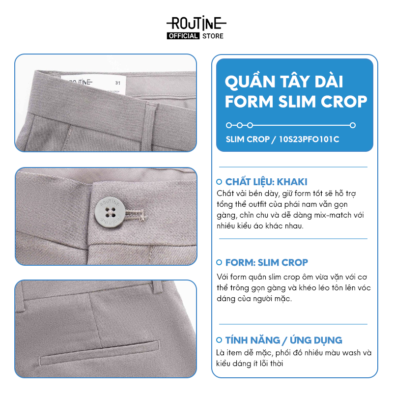 Quần tây dài. Slim crop - Routine 10S23PFO101C