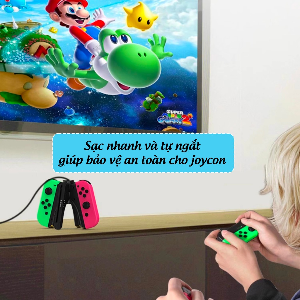 Grip Sạc Joy Con chữ V set 2 cái cho Nintendo Switch chính hãng Dobe