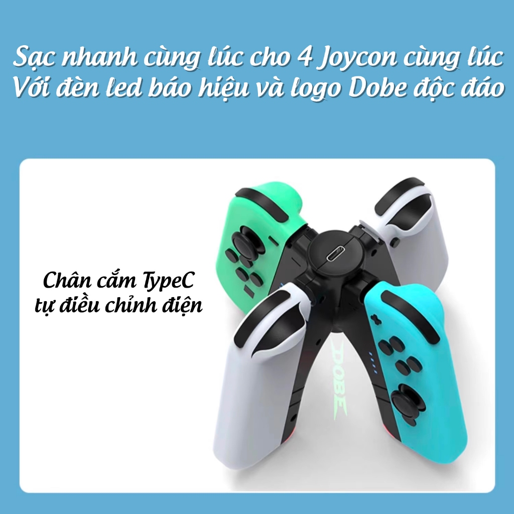 Grip Sạc Joy Con chữ V set 2 cái cho Nintendo Switch chính hãng Dobe