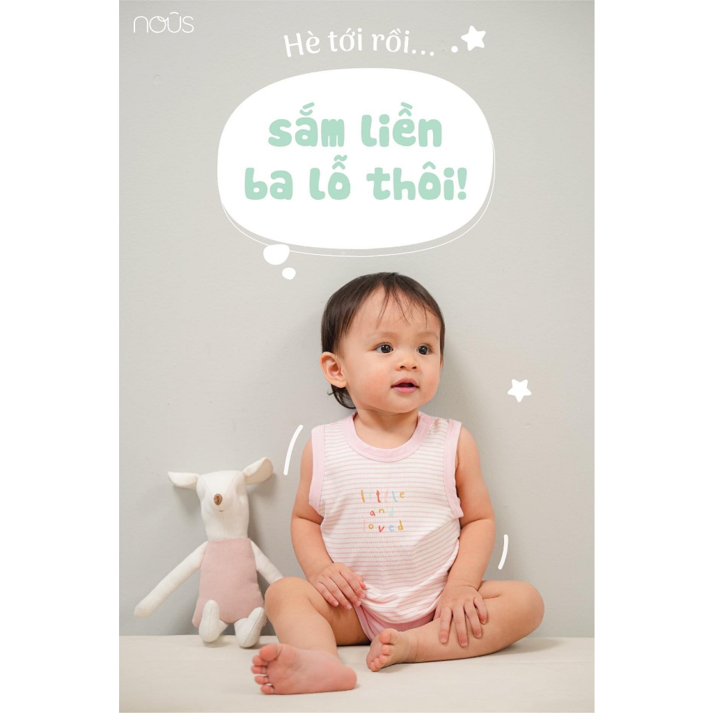 Bộ ba lỗ Nous dễ thương cho bé trái bé gái