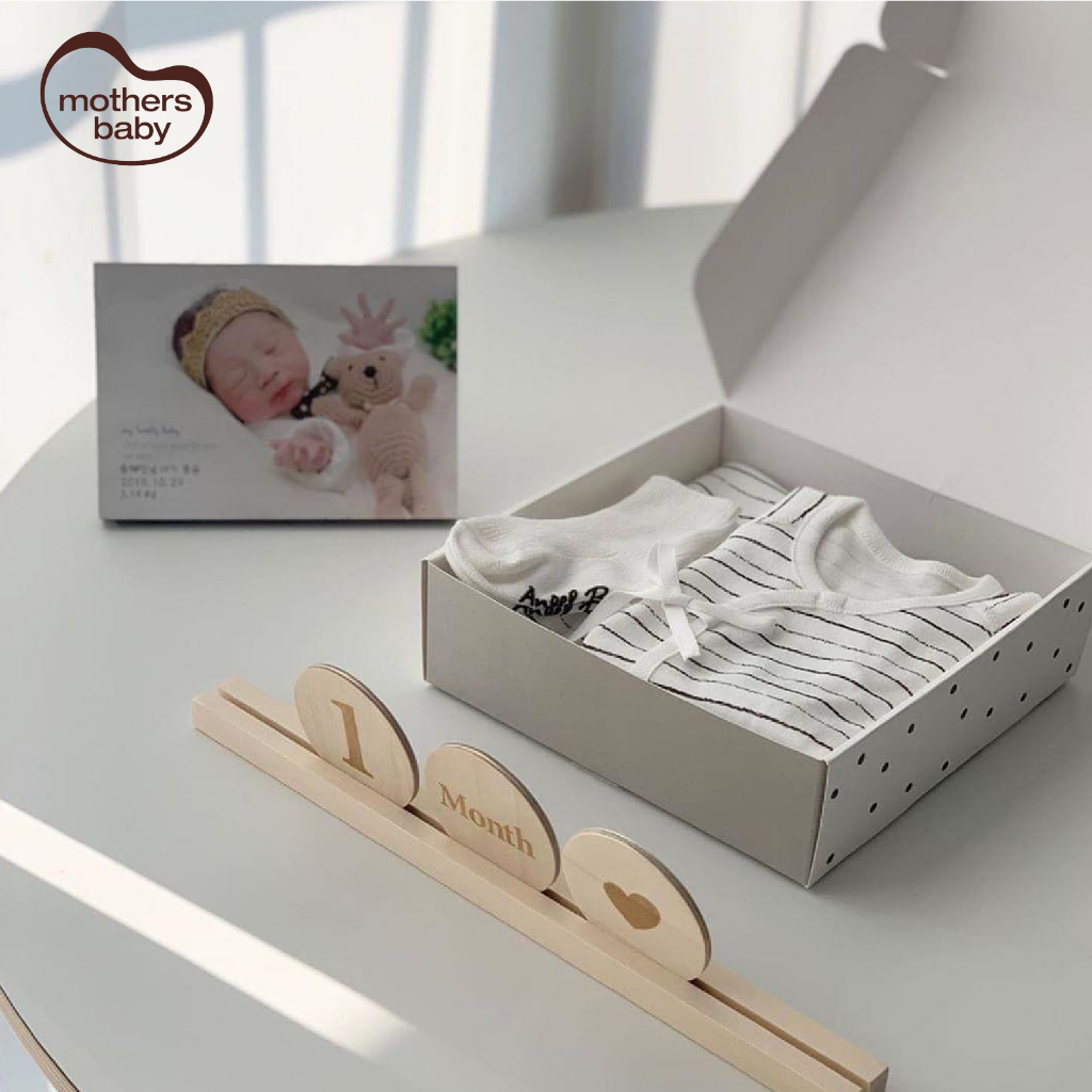 Set Sơ Sinh Cao Cấp 5 Món Đóng Hộp Xinh Xắn - Thương hiệu Angel B, Mothersbaby Hàn Quốc