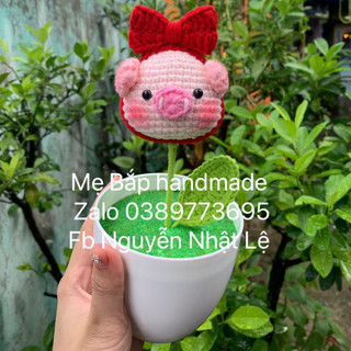 Chậu hoa đầu heo, đầu vịt,… handmade bằng len làm quà tặng