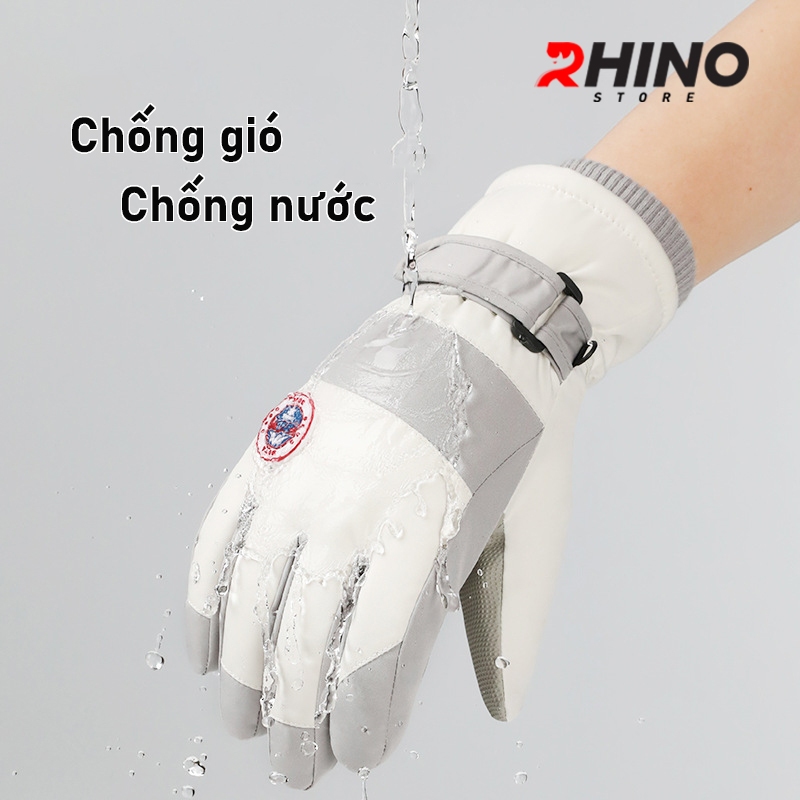 Găng tay lót lông cừu giữ ấm mùa đông chống gió Rhino G904 chống trượt đi xe máy, xe đạp cho nam nữ,