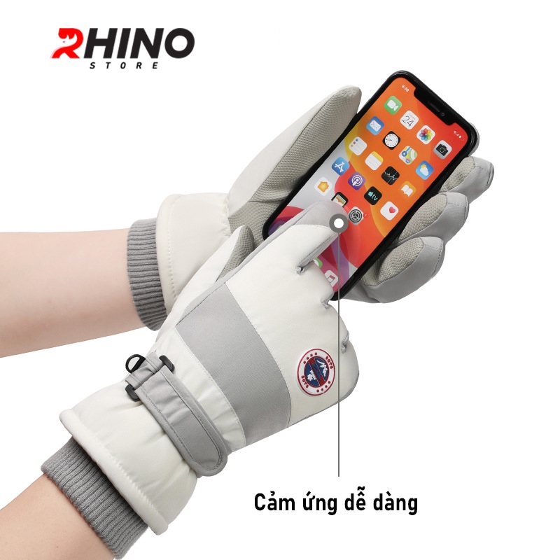 Găng tay lót lông cừu giữ ấm mùa đông chống gió Rhino G904 chống trượt đi xe máy, xe đạp cho nam nữ,