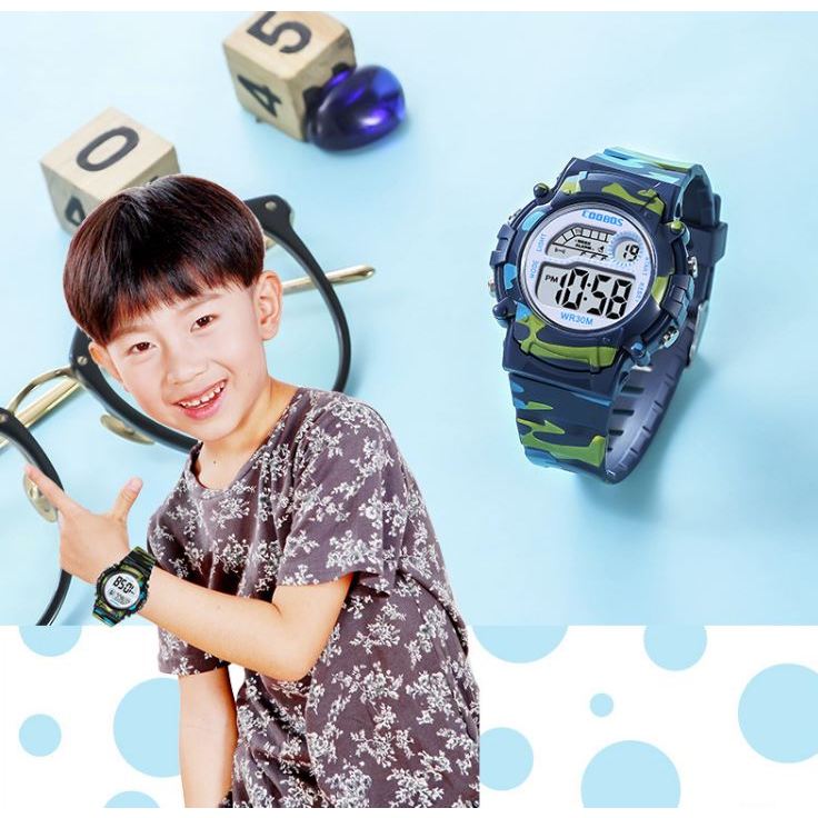 Đồng hồ Trẻ em chống nước tốt, đồng hồ bé trai, đồng hồ bé gái, có đèn led 7 màu thời trang siêu cute
