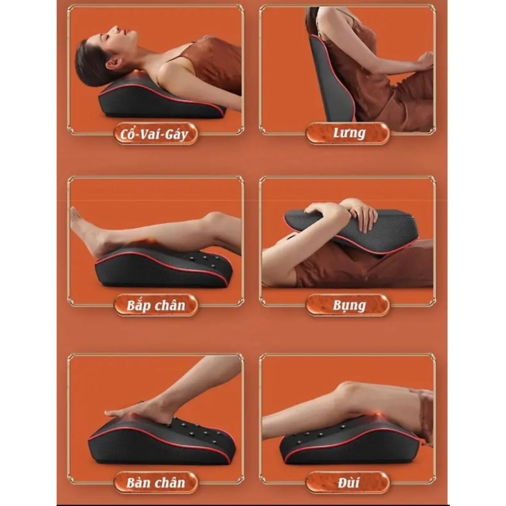 Gối Massage Cổ Vai Gáy Cao Cấp Thế Hệ Mới CÓ REMOTE, ĐIỀU KHIỂN ,Máy Massage Hồng Ngoại 20 Bii, 8 NAM CHÂM TỪ TÍNH .