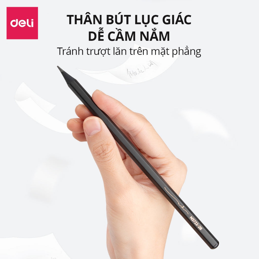 Bút Chì 2B Gỗ Nusign Cao Cấp Deli - Chì Đậm Tô Trắc Nghiệm Làm Bài Kiểm Tra Nhạy Với Máy Chấm Thi Học Sinh Văn Phòng