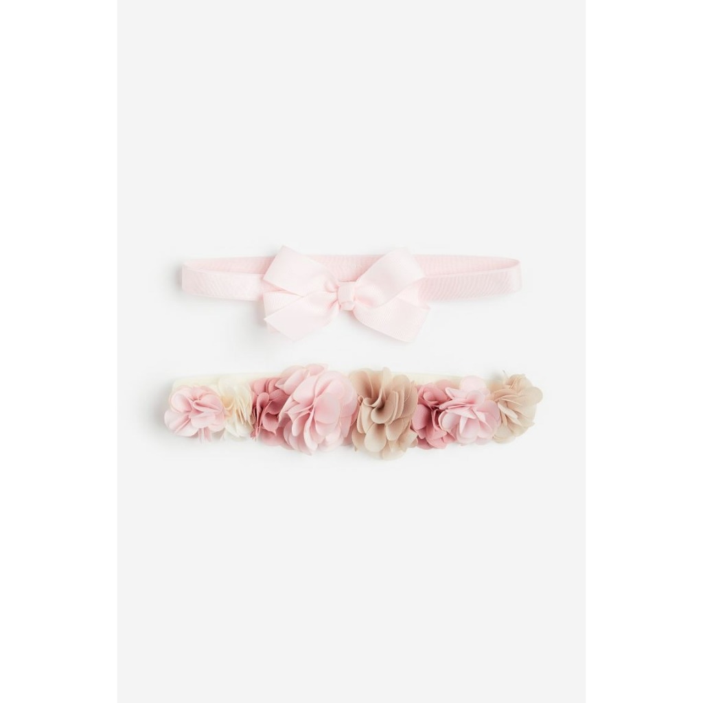 Set 2 băng đô bờm tóc hồng nơ hoa HM H&M _hàng chính hãng authentic