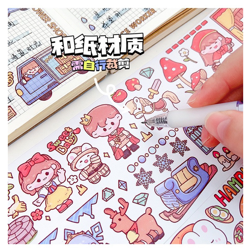 Hình dán dáng dài hoạ tiết hoạt hình dễ thương-Tiệm Ốc Sột