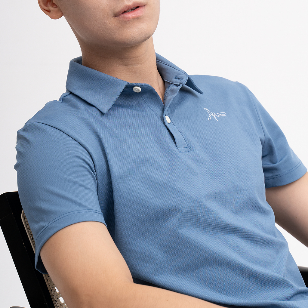 Áo Polo nam màu xanh nhạt kiểu dáng Basic MKG vải cotton lạnh xuất âu thanh lịch, sang trọng, nam tính APL01