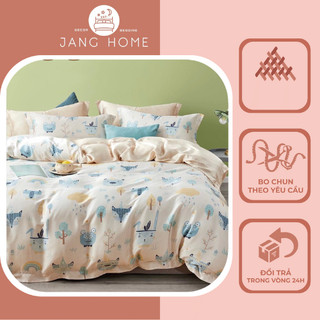 Bộ ga gối lụa tencel 40s cao cấp mềm mịn mát, set 4 món ga giường vỏ gối nhiều họa tiết xinh xắn