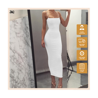 Váy 2 dây body, Đầm body 2 dây sợi bún tôn dáng D02 phong cách sexy sang trọng