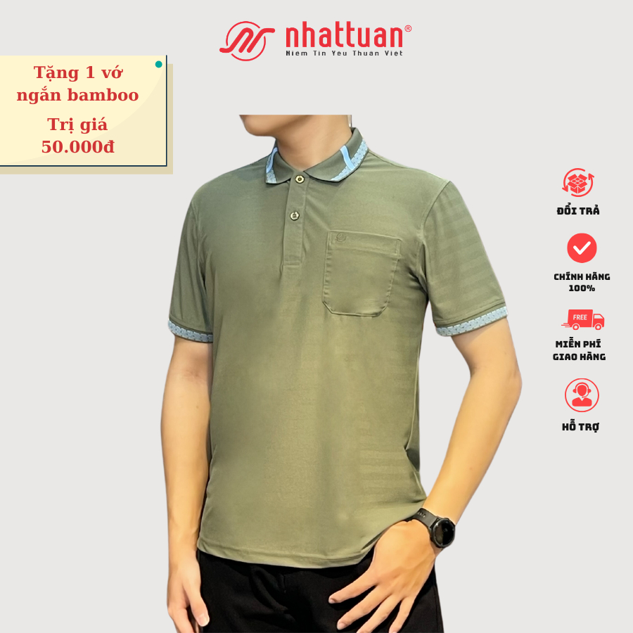 Áo Thun Nam có túi Nhật Tuấn - AT-TUI-310 - TẶNG 1 VỚ BAMBO CỔ NGẮN