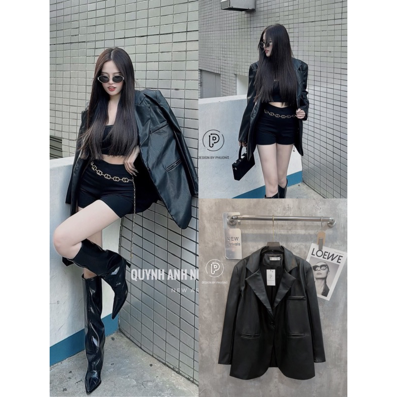 Áo da dáng dài 2 lớp