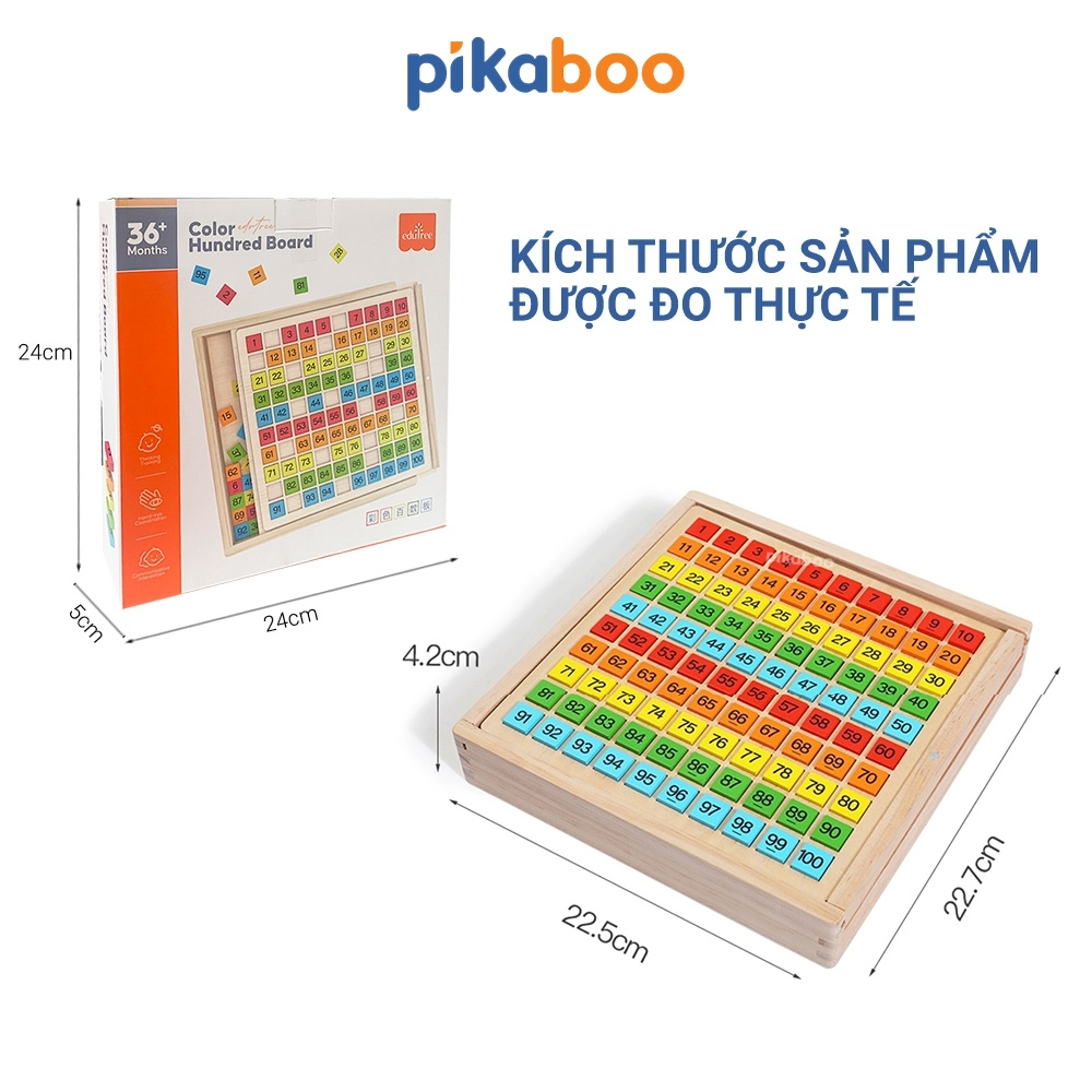 Bảng gỗ số tập đếm từ 1 đến 100 Pikaboo, giáo cụ Montessori giúp bé nhận biết sớm về toán học và rèn luyện tư duy Logic