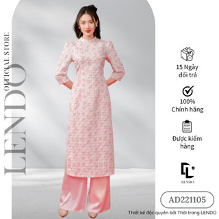 Áo Dài LENDO Dài Tay Cổ Đứng Gấm Vân Hoa Nổi AD221105