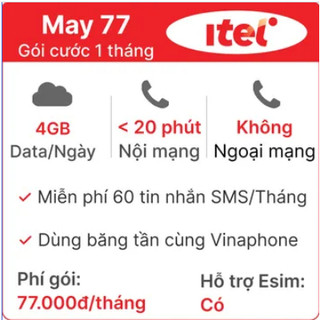 Sim 4G VINA ITEL V77 120GB/THÁNG + GỌI MIỄN PHÍ TỶ PHÚ