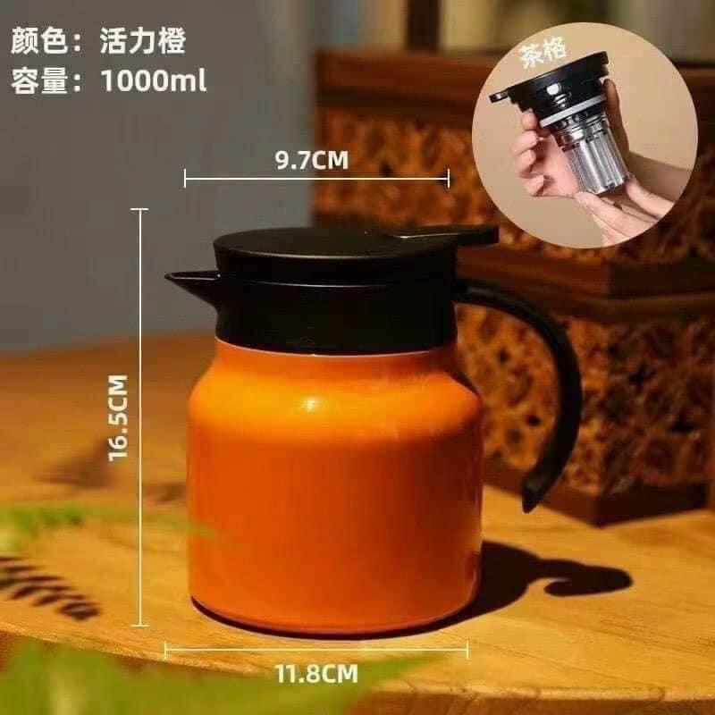 Ấm pha trà giữ nhiệt - Bình pha trà dung tích 1000ML có lõi lọc cao cấp có quai cầm rất thích hợp để đựng nước, hãm trà