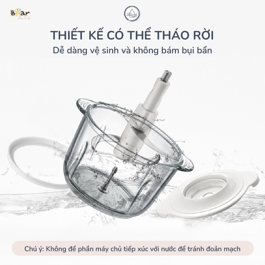 Máy xay thịt đa năng Bear, dung tích 2L, dao xay 4 lưỡi, xay thịt, cua, cá, rau củ quả – Hàng chính hãng BH 6-18 tháng