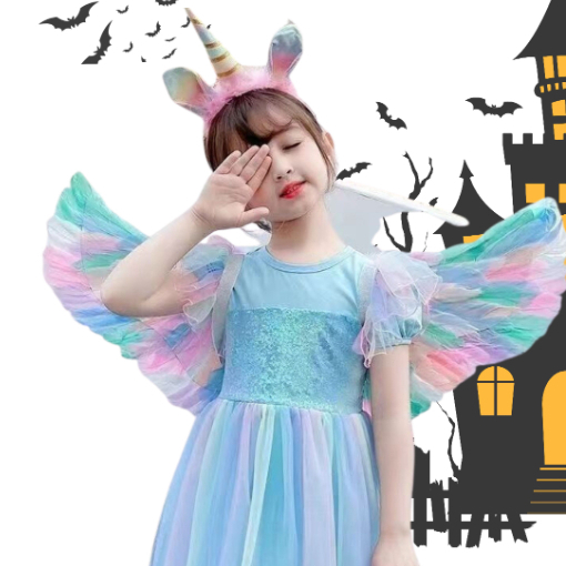 Bộ Cánh Thiên thần Hóa trang nàng tiên kèm Gậy Bờm cho trẻ em, người lớn Cánh lông vũ hóa trang Halloween dịp lễ BabyEgg
