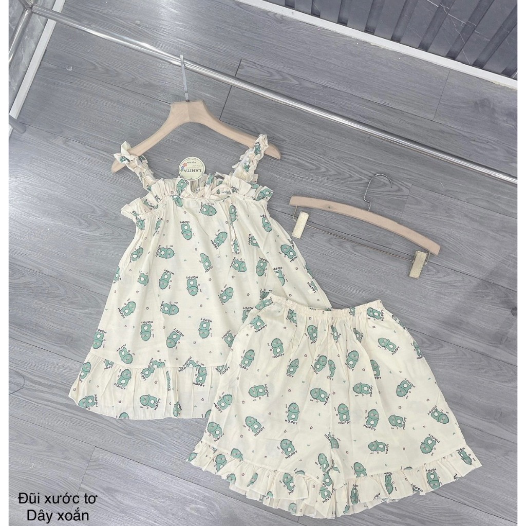 ĐỒ MẶC NHÀ DÂY XOẮN SIÊU XINH, ĐỒ NGỦ NỮ 40-55KG KIỂU DÁNG HÀN QUỐC, DỄ THƯƠNG, HAI DÂY CHẤT LIỆU ĐŨI TƠ LẠNH MỀM MỊN