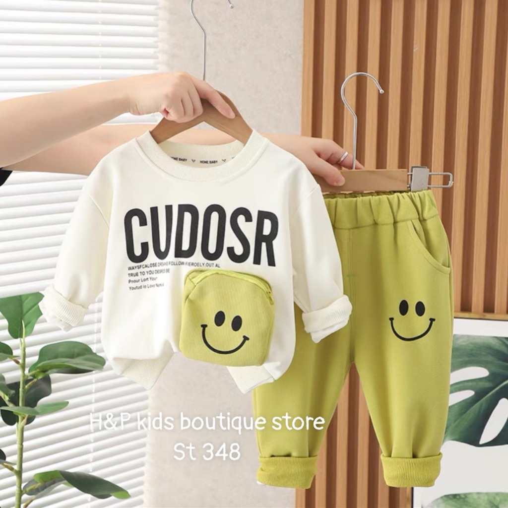 Bộ đồ thu đông cho bé Trai, bé Gái Shop Sam Ú chất nỉ da cá họa tiết mặt cười dễ thương 7-21KG TD3