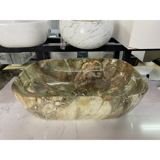 Chậu rửa mặt - Lavabo Ovan đặt bàn hoa văn vân đá cao cấp