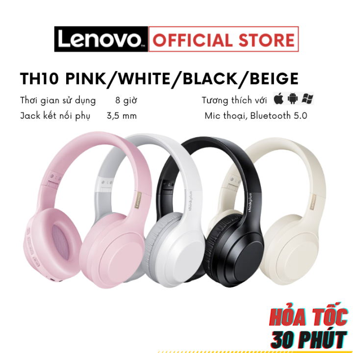 Tai Nghe Bluetooth Lenovo TH10 chụp tai Có Mic Âm Bass Mạnh Mẽ Và Dung Lượng Pin Khủng bảo hành 12 tháng