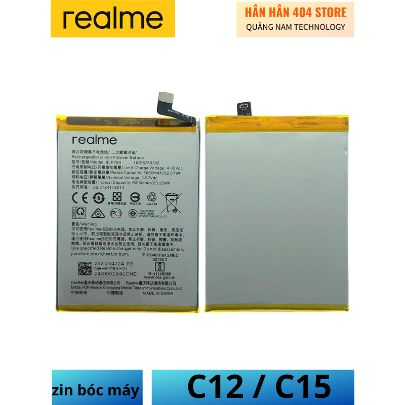 Pin cho realme c12 rmx2198 BLP 793 zin bóc máy