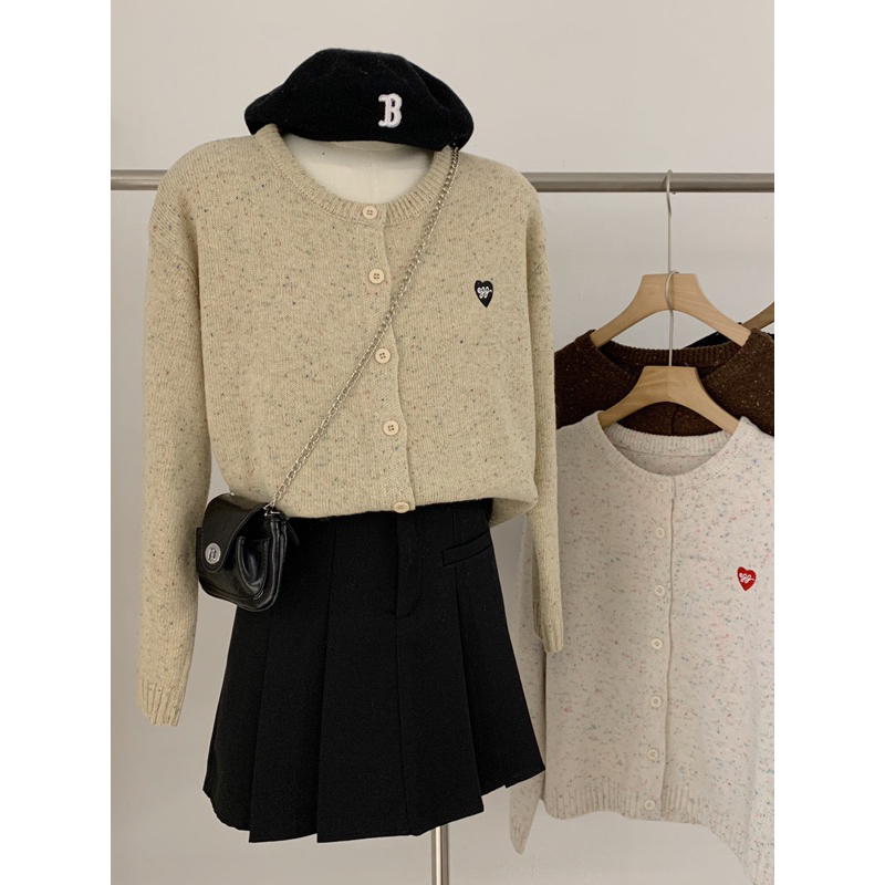 KAYY. Áo cardigan len tiêu thêu tim _ cttt