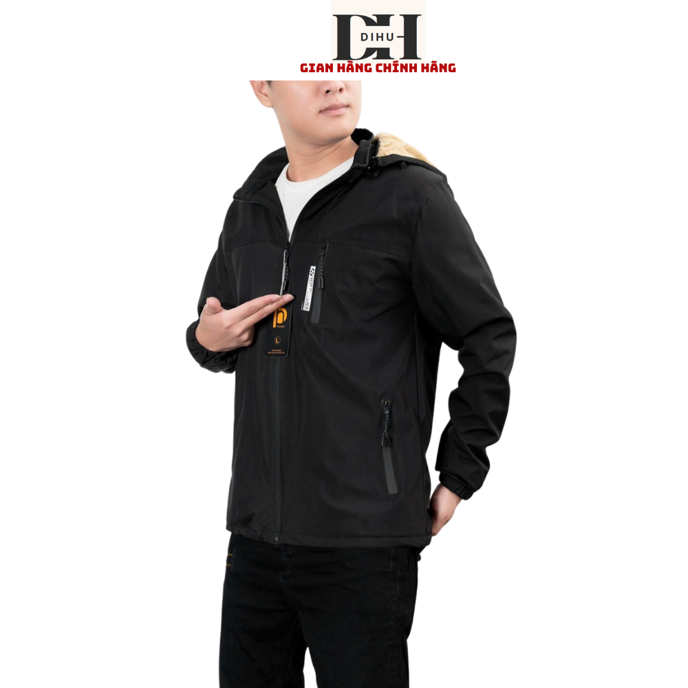 Áo khoác nam nữ lót lông Dihu chất vải gió dù chống nước gió bụi tia uv màu đông ấm áp
