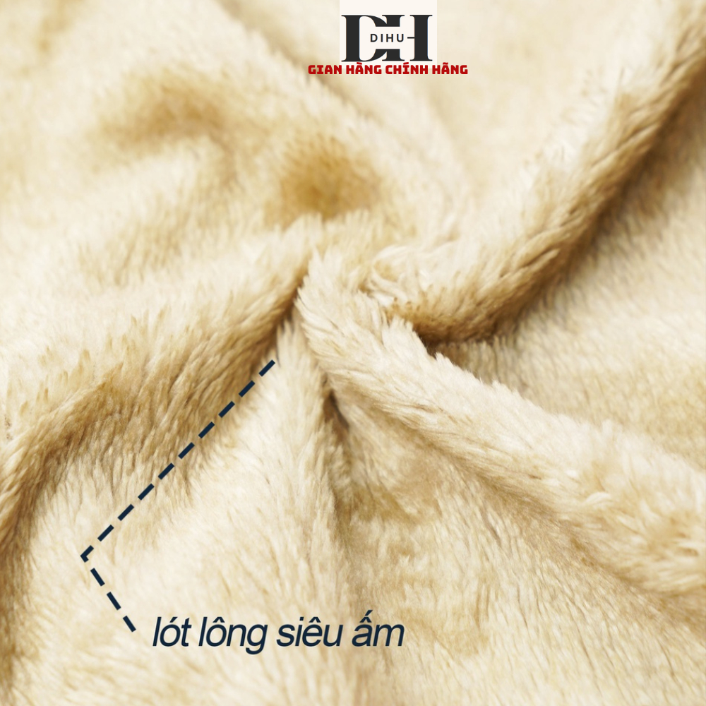 Áo khoác nam nữ lót lông Dihu chất vải gió dù chống nước gió bụi tia uv màu đông ấm áp
