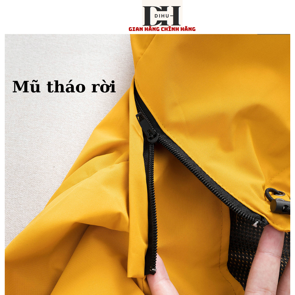 Áo khoác nam nữ lót lông Dihu chất vải gió dù chống nước gió bụi tia uv màu đông ấm áp