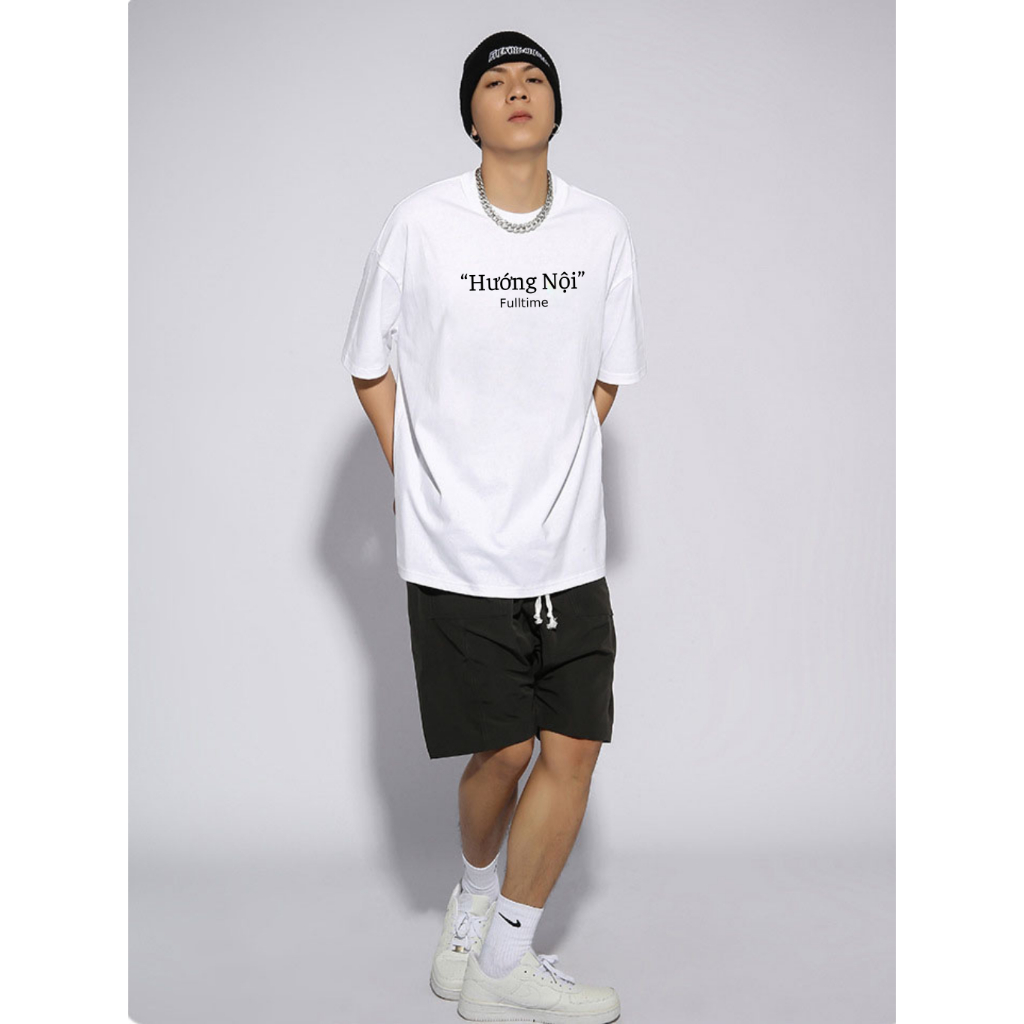 Áo thun nam nữ tay ngắn in chữ HƯỚNG NỘI, áo phông chất 100% cotton mềm mát LEE98