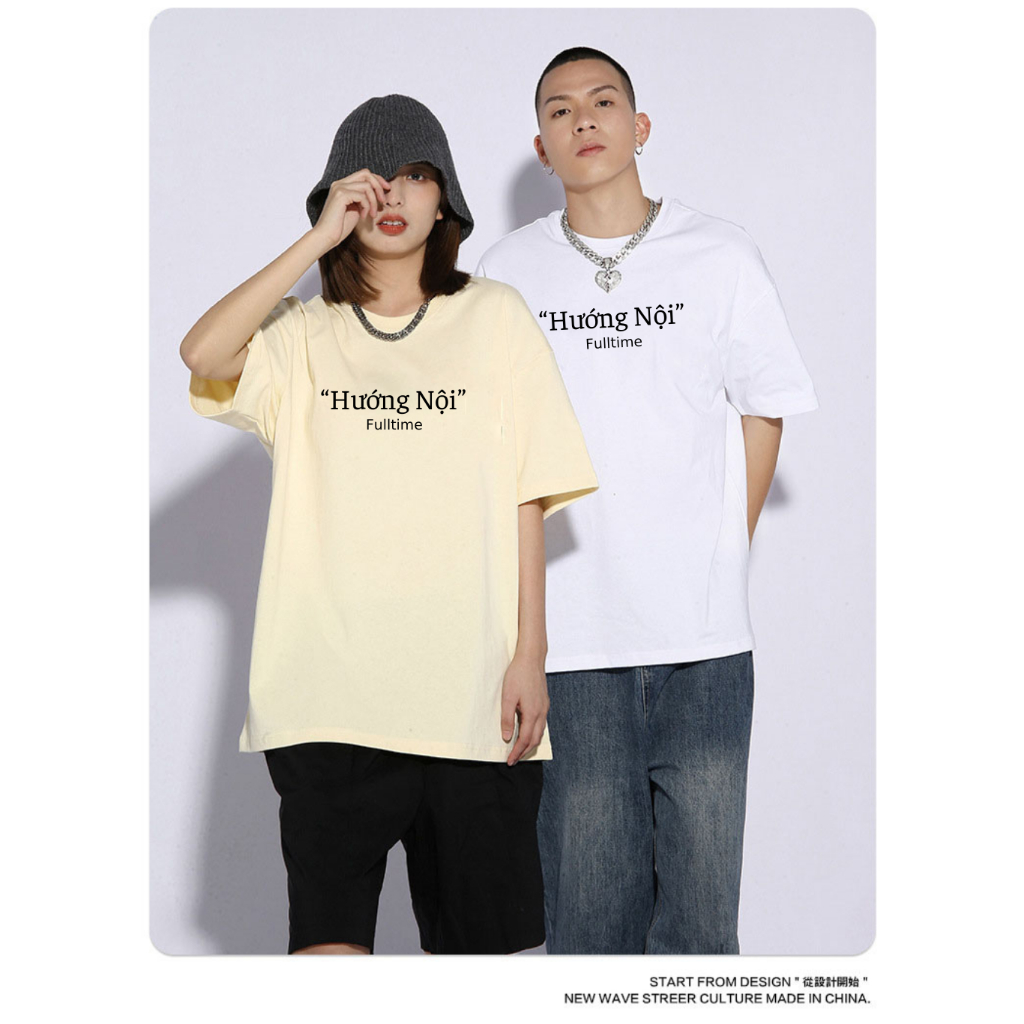 Áo thun nam nữ tay ngắn in chữ HƯỚNG NỘI, áo phông chất 100% cotton mềm mát LEE98