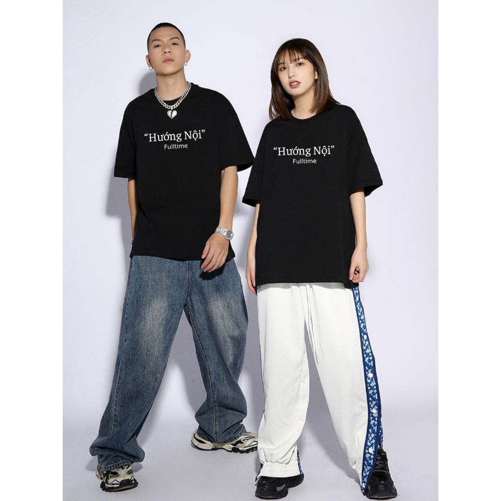 Áo thun nam nữ tay ngắn in chữ HƯỚNG NỘI, áo phông chất 100% cotton mềm mát LEE98