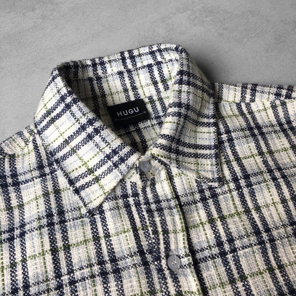 Áo sơ mi tay dài unisex vải Tweed - YOKO - thương hiệu HUGU - chất liệu bền bỉ, dày dặn