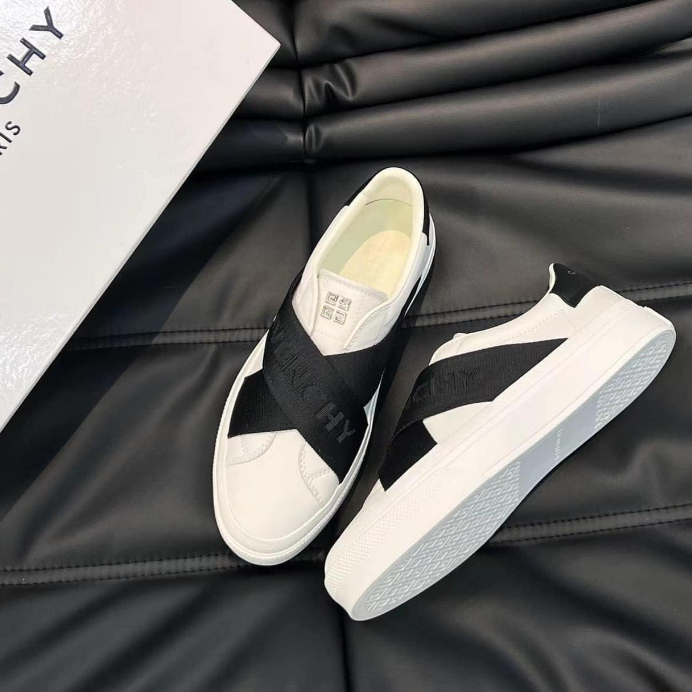 Giày Thể Thao Sneaker Slipon Givenchy Giày Trắng Vải Đen Dấu X - Giày Lười Slipon Thời Trang Cao Cấp