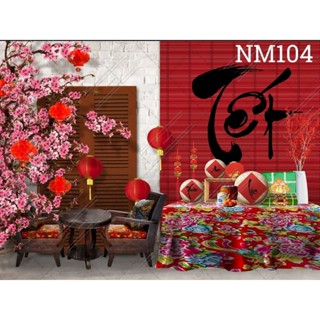 Tranh vải treo tường Tết 2024 / Thảm trang trí tường cảnh Tết / Thảm vải decor size To 3x2m3 Tết