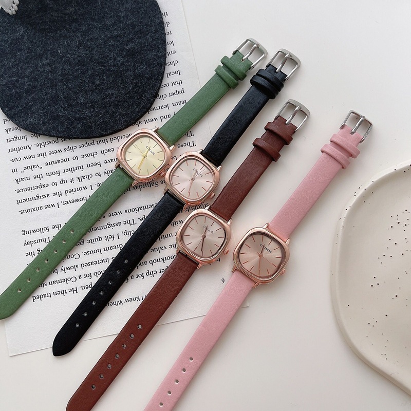 Đồng Hồ Nữ Dây Da Cao Cấp Mặt Vuông Thanh Lịch DH20