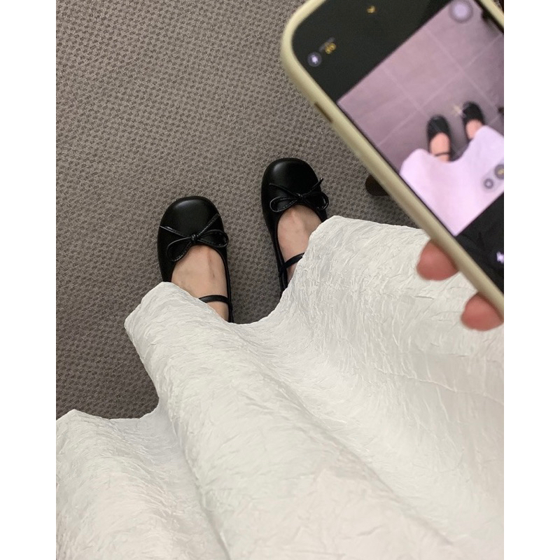 Giày Mary Jane đế thấp giày mũi tròn đế thấp khuy cài