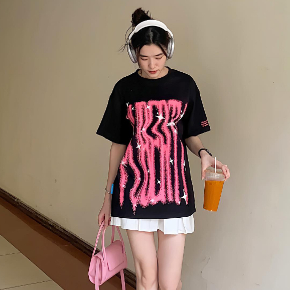 Áo Thun Local Brand PUBERTY WINDING TEE/ CREAM-BLACK-WHITE,Áo phông chất Cotton Phong Cách Hàn Quốc.
