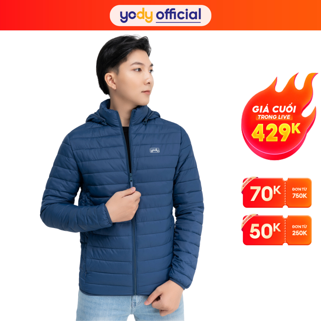 Áo khoác phao nam YODY siêu nhẹ giữ ấm tốt mũ có thể tháo rời - PHM5001