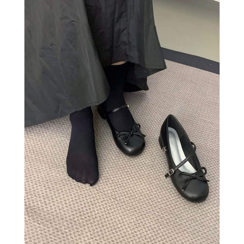 Giày Mary Jane đế thấp giày mũi tròn đế thấp khuy cài