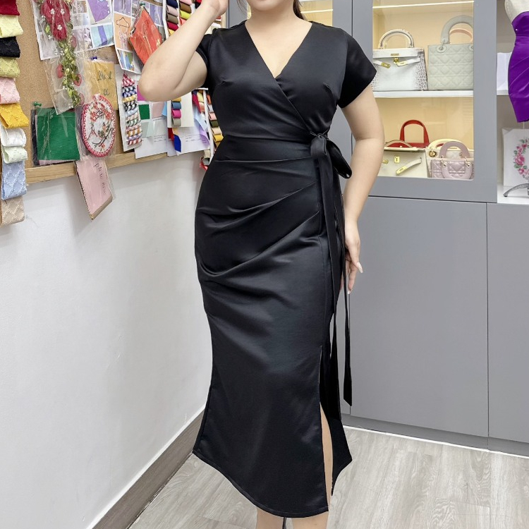 Đầm nữ bigsize đi tiệc, đi chơi sang chảnh, Đầm nữ bóp eo bigsize chất vải cao cấp cho nàng mập từ 50 tới 90kg