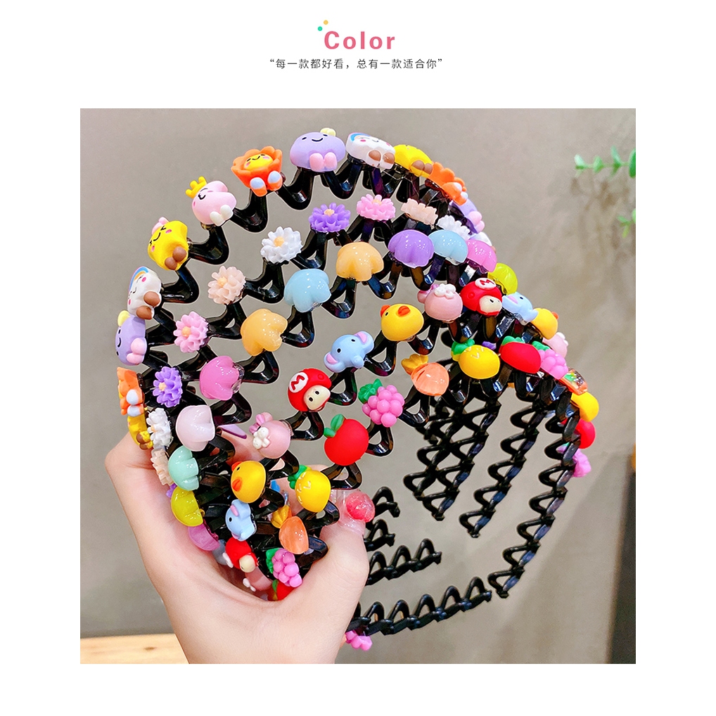 Bờm Kẹp Tóc gợn sóng tạo phồng chân tóc Hàn Quốc Cho Bé Gái Có Đính Hoa Quả Siêu Cute